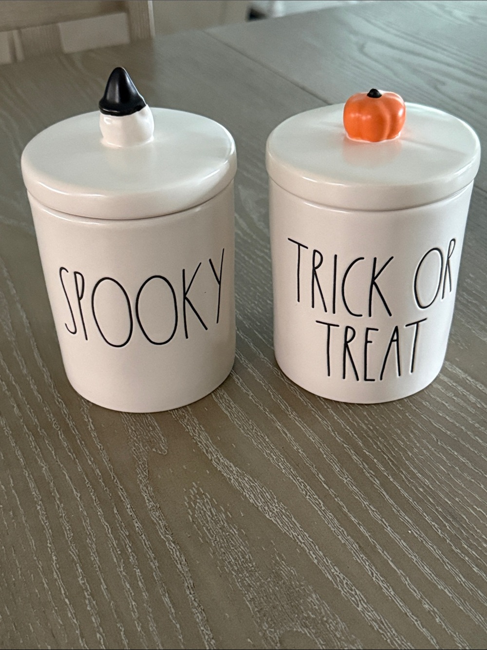 Spooky & Trick or Treat Ceramic Holiday Canisters - White